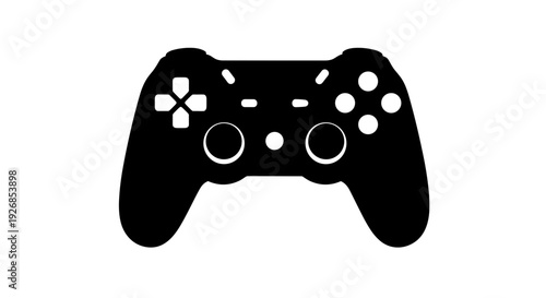 Modern Game Controller Silhouette Isolated.