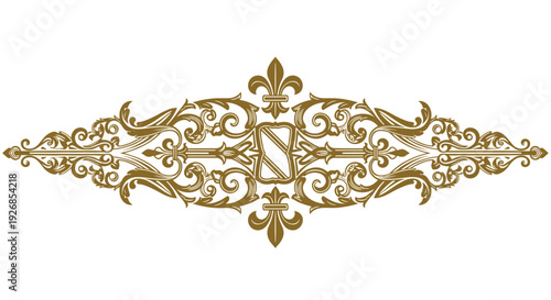 Ornate Gold Filigree Design Element.