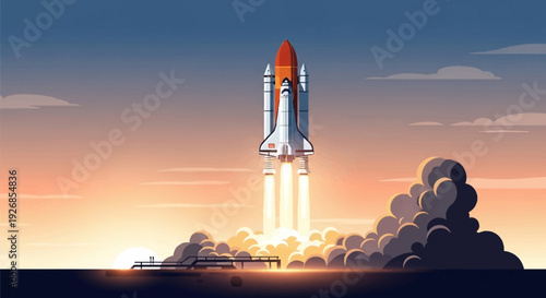 Rocket Launching into the Sky.