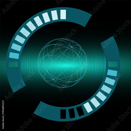 abstract technology futuristic concept HUD interface hologram elements of digital data and circle percent vitality innovation on blue color background