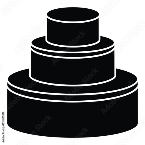 Three tiered cake icon with white outline on white background icon
