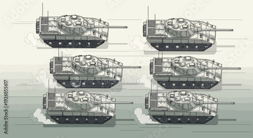 Tanks Moving Through Water Military Vehicles.