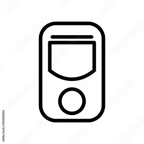 A minimalist black and white illustration of a credit card reader icon on a plain white background, ideal for commercial use.