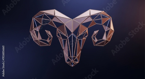 Geometric Aries Ram Head Sculpture Abstract Art.