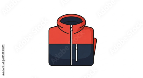 Folded Red and Navy Blue Outdoor Jacket.