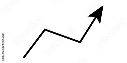 A simple black line graph with an upward trend and arrow pointing upwards