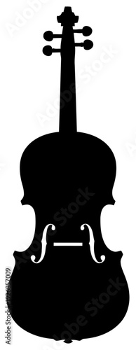Violin silhouette black classical string instrument isolated transparent background