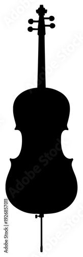 Cello silhouette black classical string instrument isolated transparent background