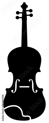 Violin silhouette classical string instrument black isolated transparent background