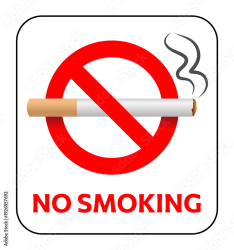 No smoking prohibition sign with cigarette icon and warning text
