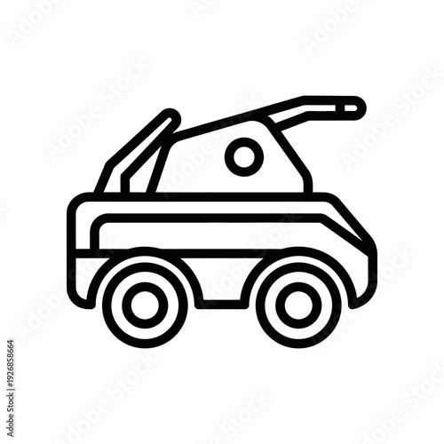 A minimalist black tank icon on a white background, ideal for graphic design and military-themed projects.