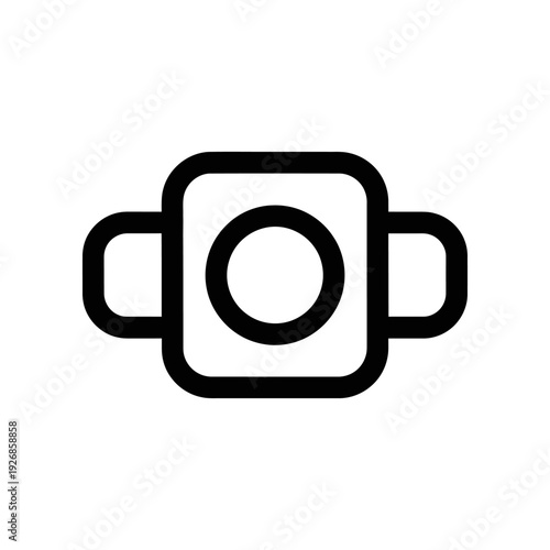 A minimalist black camera icon on a clean white background, ideal for modern digital interfaces.