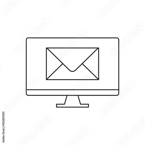 Mail envelope message on computer monitor icon
