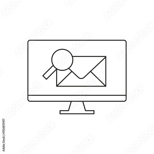Search email inbox on computer monitor icon