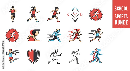 Collection of School Sports Cartoon Characters.