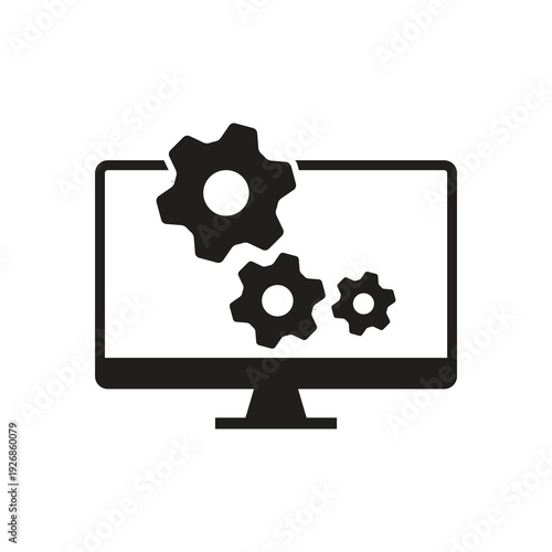 Solid computer monitor settings system configuration icon