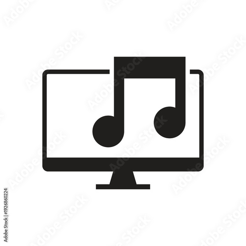 Solid music note audio player on monitor