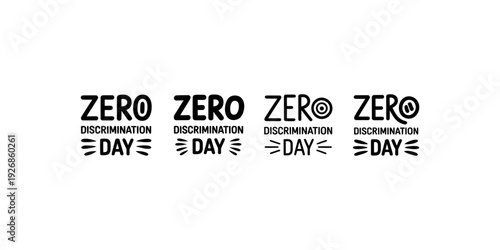 Black and white typographic design featuring the words "zero discrimination day" repeated four times Vector, illustration