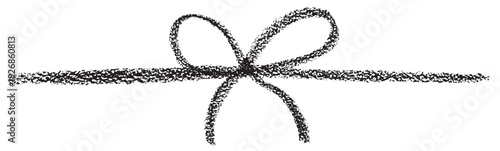 Chalk coquette bow on ribbon banner. Hand drawn vector illustration for design template wedding, Birthday, Christmas decoration or discount, sale. 