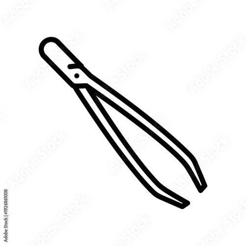 A minimalist illustration of tweezers in black on a white background, perfect for graphic design and medical themes.