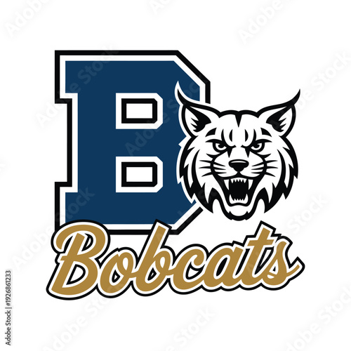 Bold bobcat mascot logo featuring a large letter b and text