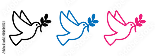 Set of doves with olive branches