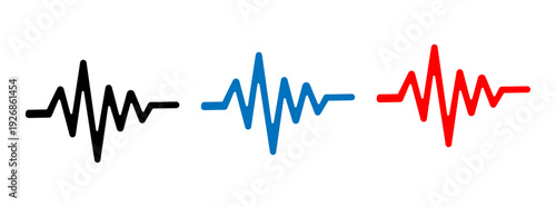 Different types of sound waves visualized. Set of heart beat graph