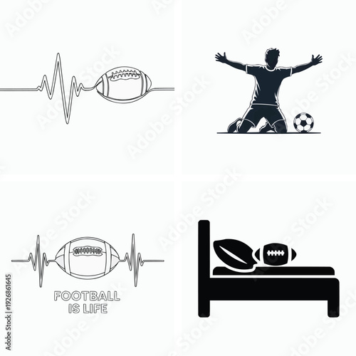 Americanfootballthemed graphics and illustrations for sports design projects and advertising campaigns online