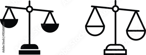 Imbalanced Scales of Justice Icon Set - Legal Inequality and Unfair Court Verdict Vector Symbols