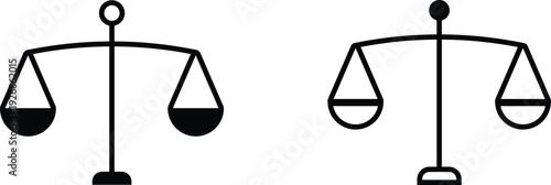 Scales of Justice Icon Set - Law, Legal System and Equilibrium Balance Vector Graphics