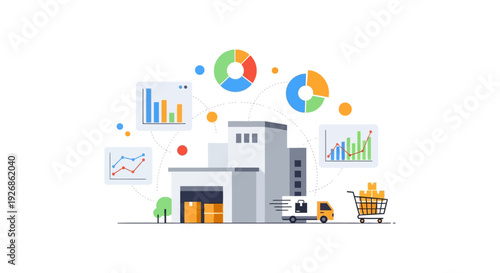 Supply Chain Analytics, E-commerce Logistics & Warehouse Management Illustration