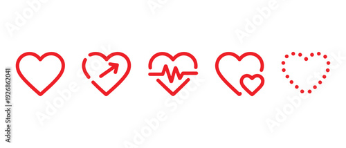 Love and Heart Icon Set for Valentine Design