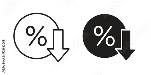 Percent down icon. Perfect for app and web interfaces, marketing, etc.