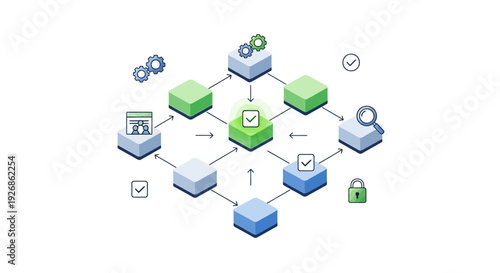 Decentralized Network Blockchain Technology Concept.