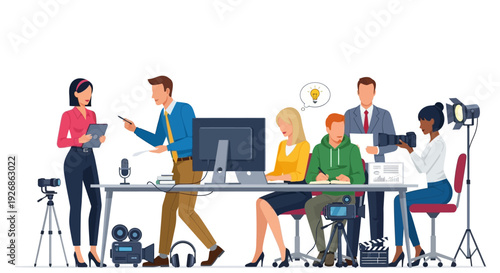 Creative Team Collaborating on a Video Production Project.