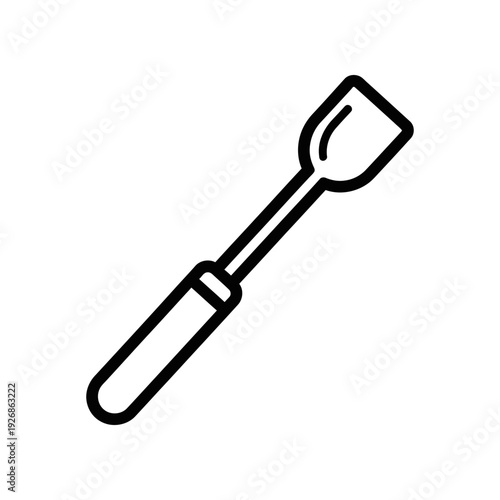 A minimalist illustration of a putty knife in black outline on a white background, ideal for DIY and home improvement concepts.