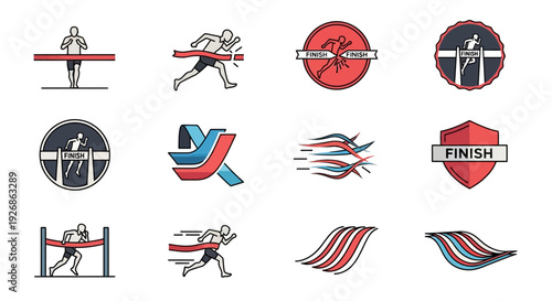 Collection of Running Athlete Logos and Icons.