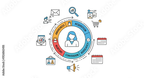 Customer Journey Marketing Strategy Wheel Diagram.