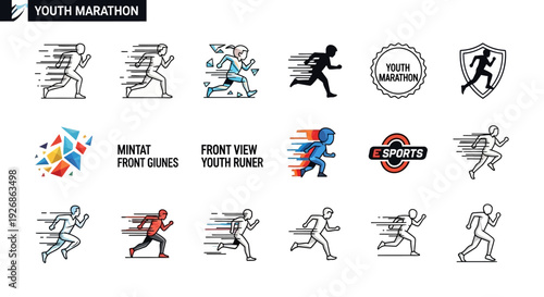Collection of Youth Athlete Runner Illustrations and Logos.