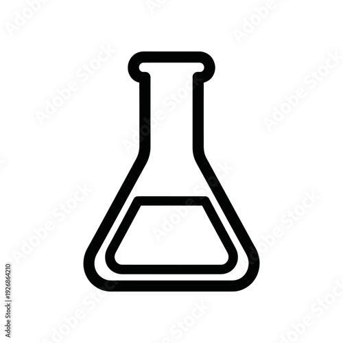 Simple black and white illustration of an Erlenmeyer flask, symbolizing science and laboratory experiments.