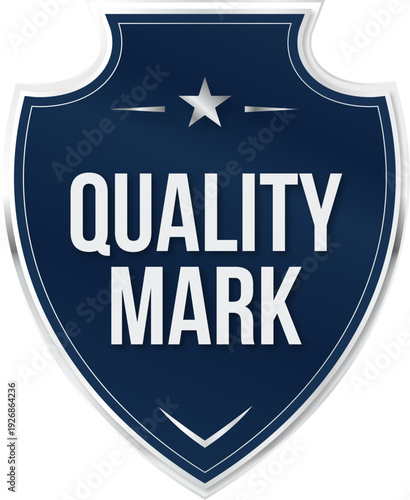 Quality Mark Shield Label Badge Vector for Quality Badges, Guarantee Labels, Award Certification & Trust Seals