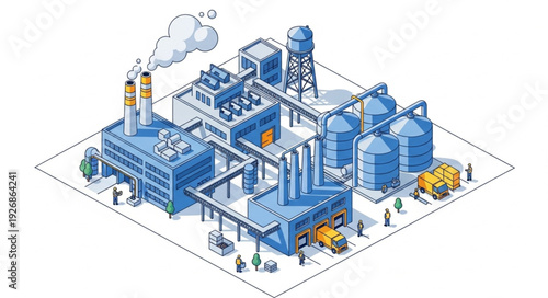 Complex industrial facility showcasing manufacturing processes and infrastructure operations.