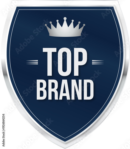Top Brand Shield Label Badge Vector for Quality Badges, Guarantee Labels, Award Certification & Trust Seals