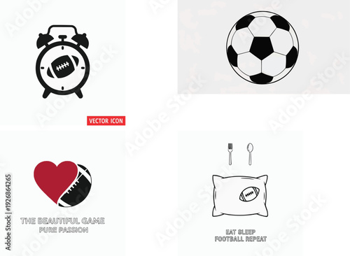 Collection of various footballthemed icons and graphics for sports enthusiasts to use