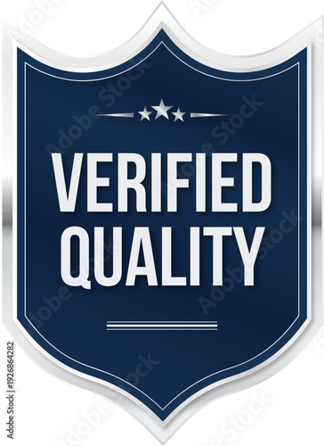 Verified Quality Shield Label Badge Vector for Quality Badges, Guarantee Labels, Award Certification & Trust Seals
