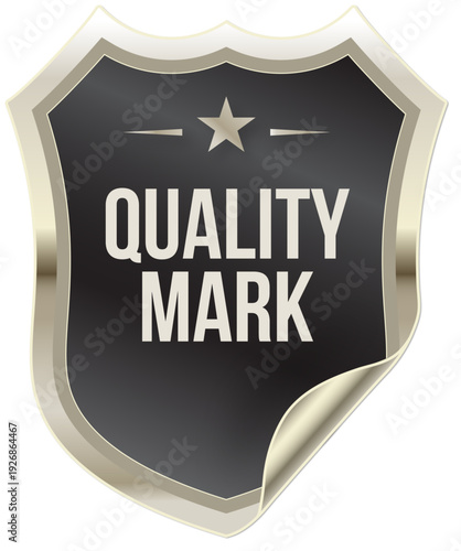 Quality Mark Shield Label Badge Vector for Quality Badges, Guarantee Labels, Award Certification & Trust Seals