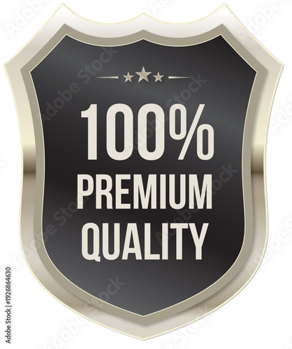 100% Quality Shield Label Badge Vector for Quality Badges, Guarantee Labels, Award Certification & Trust Seals