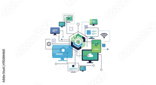 Digital Network Technology Cloud Computing Connection Concept.