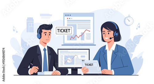 Customer Service Representatives Working Together Efficiently.