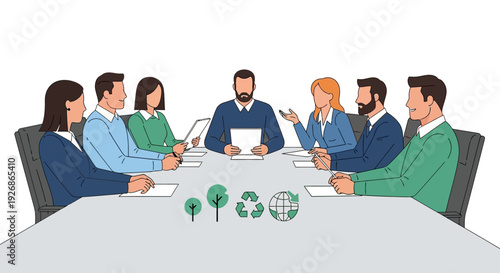 Diverse group of professionals collaborating around a conference table.